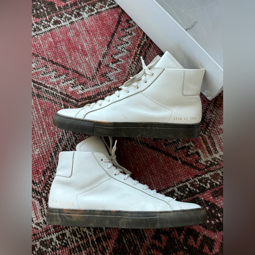 *RARE* Common Projects Achilles Retro High Top Sneakers Size White, 41